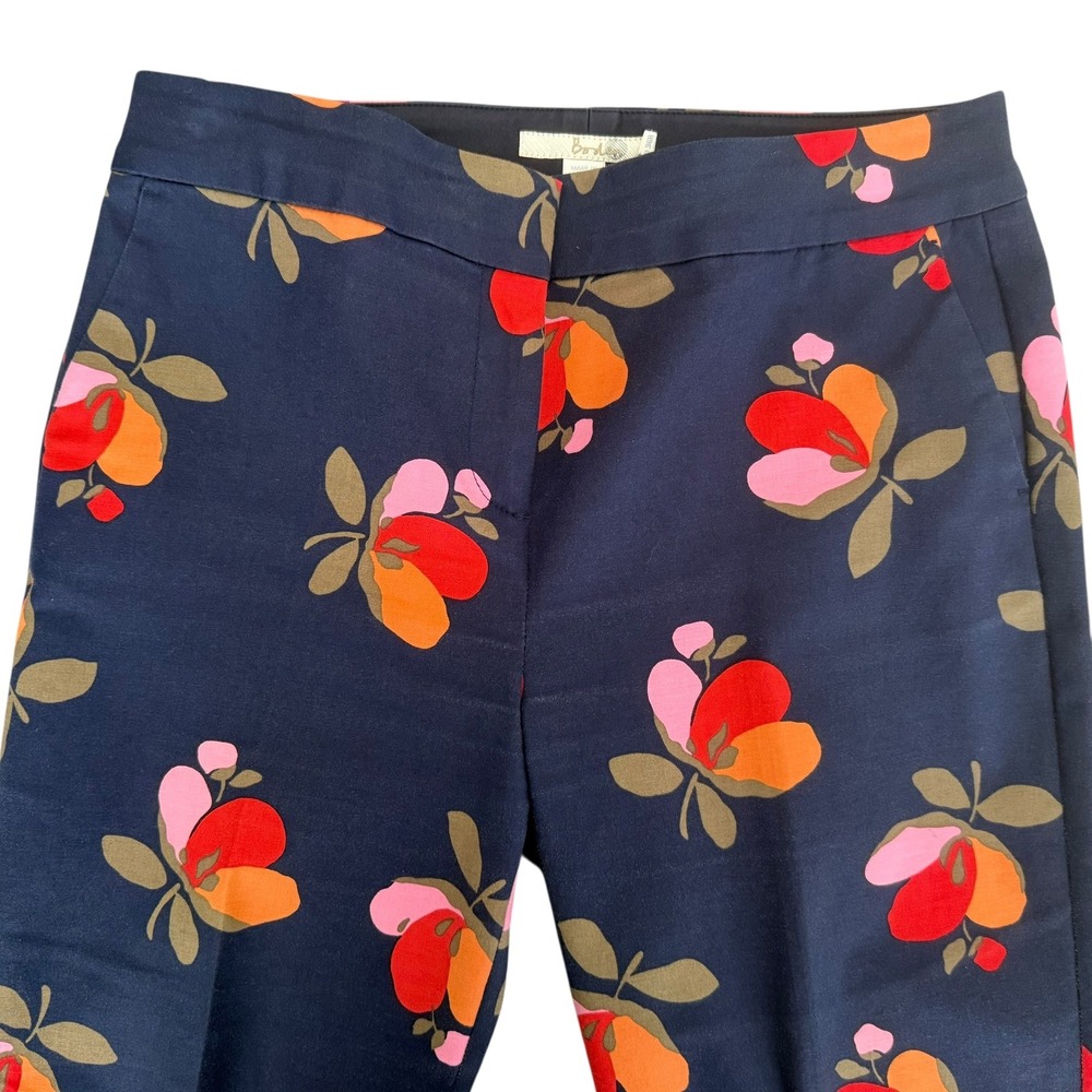 Boden Richmond Floral Pants Navy Blue Straight Leg Size 6R Trouser Preppy Spring - Picture 2 of 11